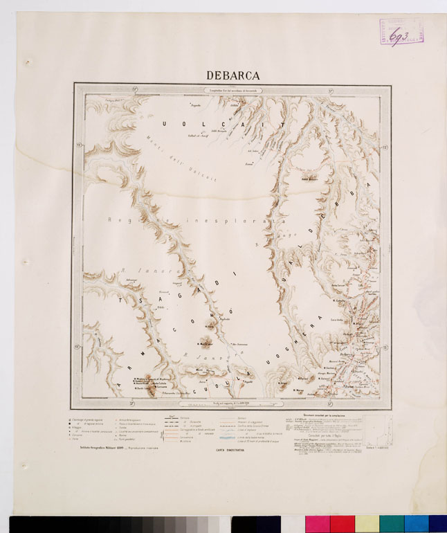 (N:4219) CARTA DIMOSTRATIVA DELLA COLONIA ERITREA E REGIONI ADIACENTI - DEBARCA (B0010554) Carte e stampe antiche: riproduzione a colori su carta (formato A2)
