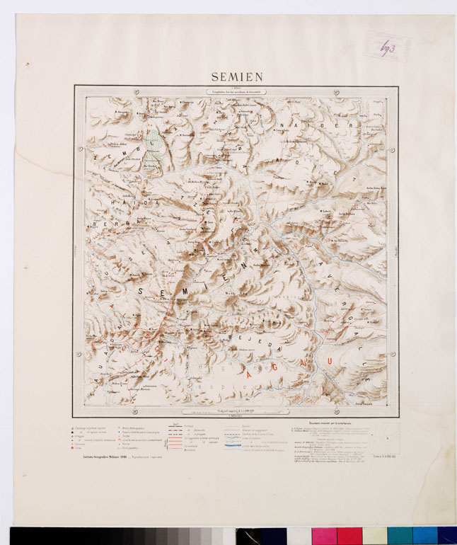 (N:4232) CARTA DIMOSTRATIVA DELLA COLONIA ERITREA E REGIONI ADIACENTI - SEMIEN (B0010555) Carte e stampe antiche: riproduzione a colori su carta (formato A2)