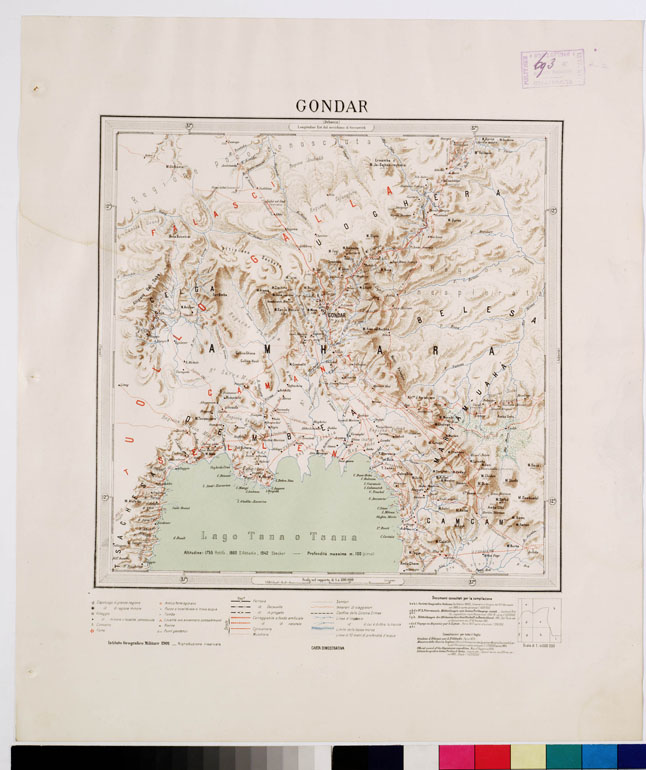 (N:4221) CARTA DIMOSTRATIVA DELLA COLONIA ERITREA E REGIONI ADIACENTI - GONDAR (B0010556) Carte e stampe antiche: riproduzione a colori su carta (formato A2)