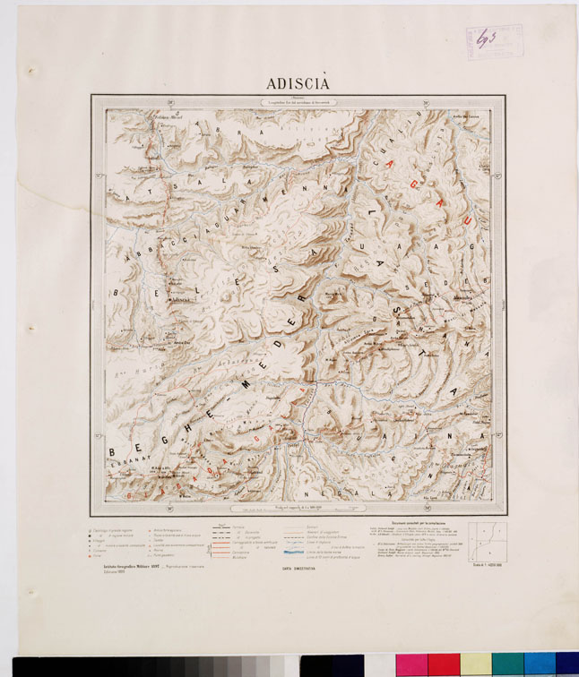 (N:4209) CARTA DIMOSTRATIVA DELLA COLONIA ERITREA E REGIONI ADIACENTI - ADISCIA' (B0010558) Carte e stampe antiche: riproduzione a colori su carta (formato A2)