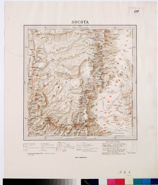 (N:4234) CARTA DIMOSTRATIVA DELLA COLONIA ERITREA E REGIONI ADIACENTI - SOCOTA (B0010559) Carte e stampe antiche: riproduzione a colori su carta (formato A2)