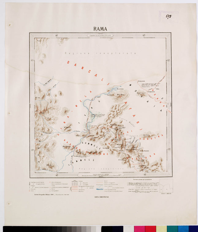 (N:4231) CARTA DIMOSTRATIVA DELLA COLONIA ERITREA E REGIONI ADIACENTI - RAMA (B0010560) Carte e stampe antiche: riproduzione a colori su carta (formato A2)
