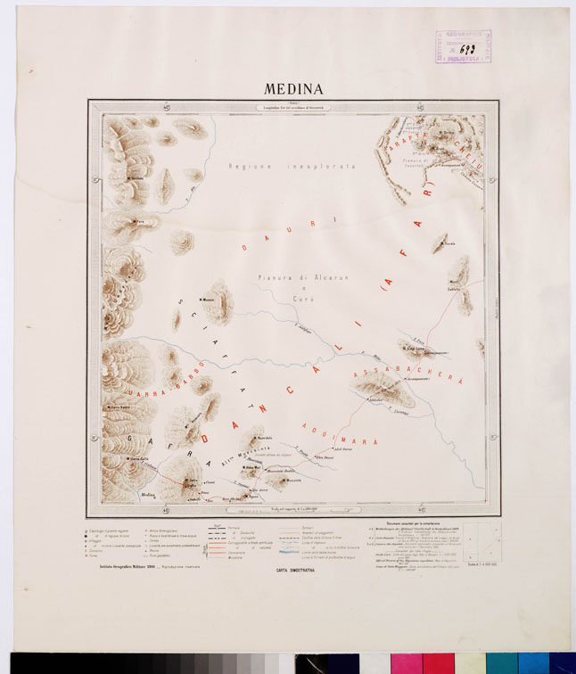 (N:4227) CARTA DIMOSTRATIVA DELLA COLONIA ERITREA E REGIONI ADIACENTI - MEDINA (B0010563) Carte e stampe antiche: riproduzione a colori su carta (formato A2)