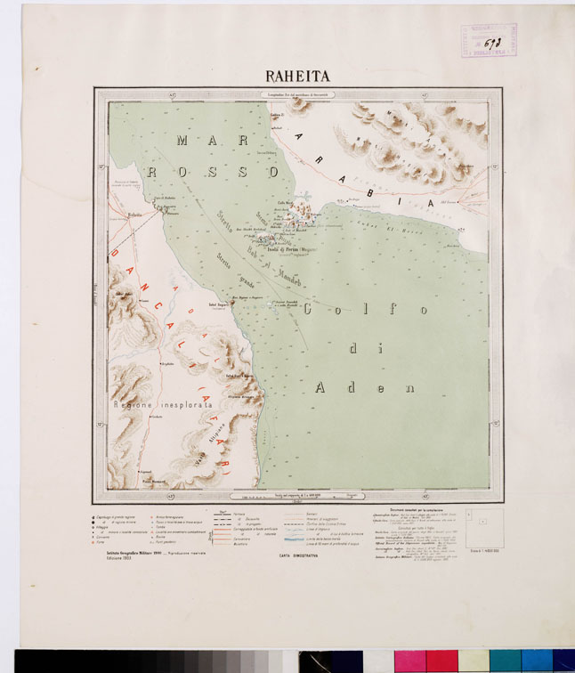 (N:4230) CARTA DIMOSTRATIVA DELLA COLONIA ERITREA E REGIONI ADIACENTI - RAHEITA (B0010565) Carte e stampe antiche: riproduzione a colori su carta (formato A2)