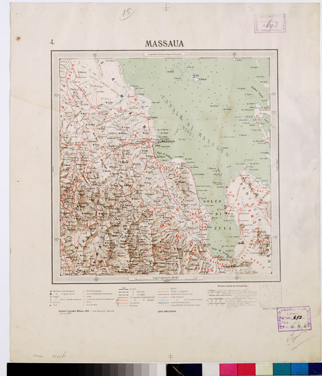 (N:4226) CARTA DIMOSTRATIVA DELLA COLONIA ERITREA E REGIONI ADIACENTI - MASSAUA (B0010567) Carte e stampe antiche: riproduzione a colori su carta (formato A2)