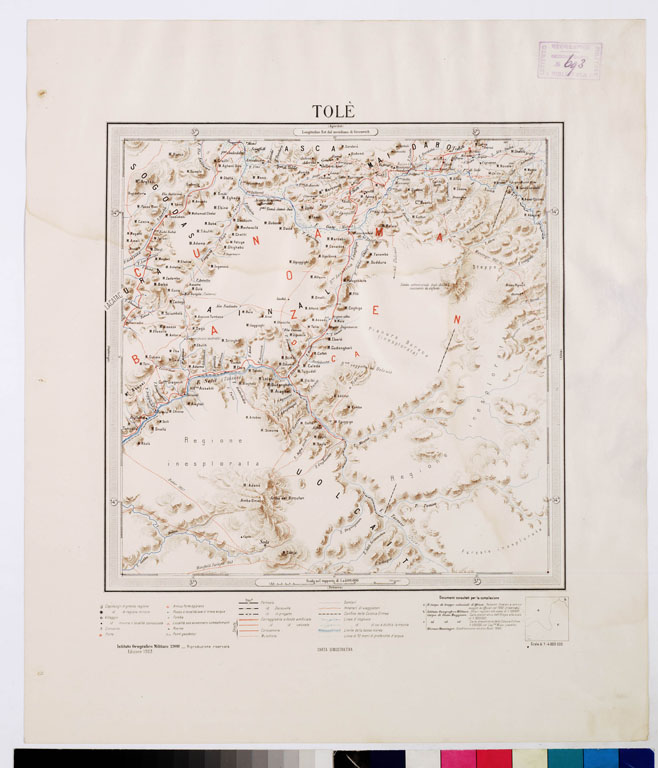 (N:4237) CARTA DIMOSTRATIVA DELLA COLONIA ERITREA E REGIONI ADIACENTI - TOLE' (B0010571) Carte e stampe antiche: riproduzione a colori su carta (formato A2)