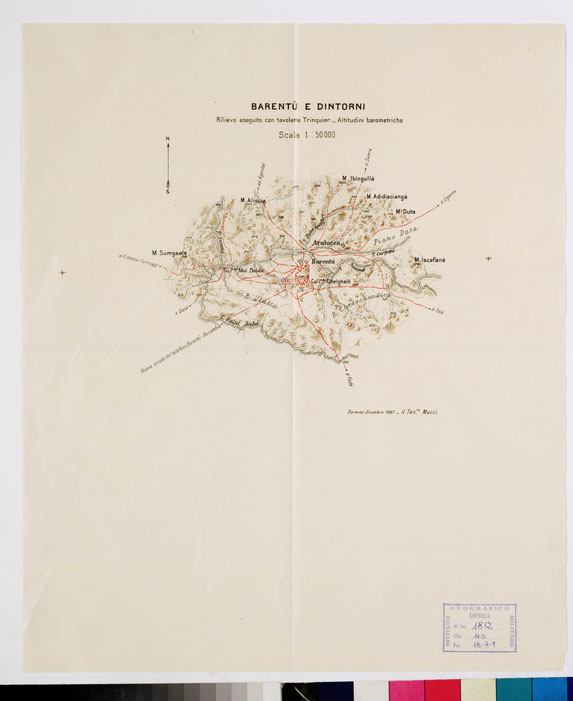 (N:10997) I- REGIONE CUNMA. SCHIZZO ITINERARIO.
II - CARTA DIMOSTRATIVA DELLA REGIONE FRA AGORDAT, SABDERAT E IL SETIT. (B0010677) Carte e stampe antiche: riproduzione a colori su carta (formato A2)