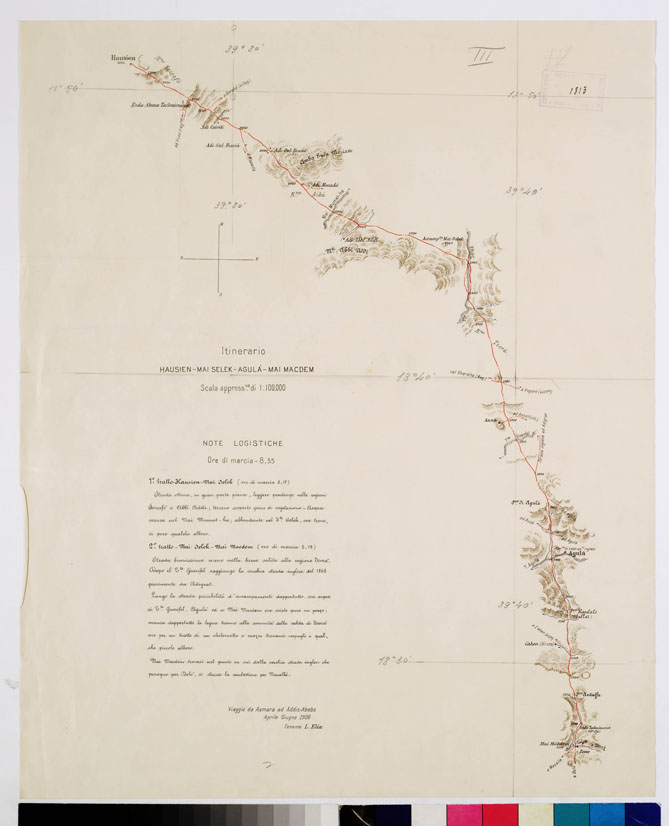 (N:10981) ITINERARIO HAUSIEN MAI SELEK AGULA MAI MACDEM TAVOLA III (B0010786) Carte e stampe antiche: riproduzione a colori su carta (formato A2)