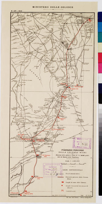 (N:3730) CARTA DELLA TRIPOLITANIA: ITINERARIO PERCORSO DALLA COLONNA MIANI (B0011212) Carte e stampe antiche: riproduzione a colori su carta (formato A2)