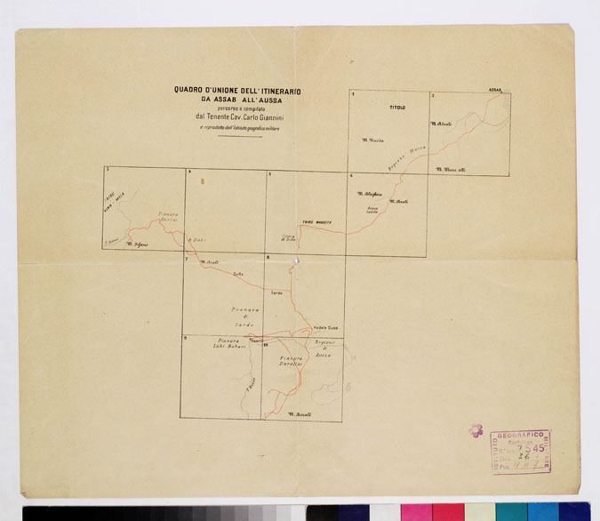 (N:11053) ITINERARIO DA ASSAB ALL'AUSSA - QUADRO D'UNIONE (B0011456) Carte e stampe antiche: riproduzione a colori su carta (formato A2)