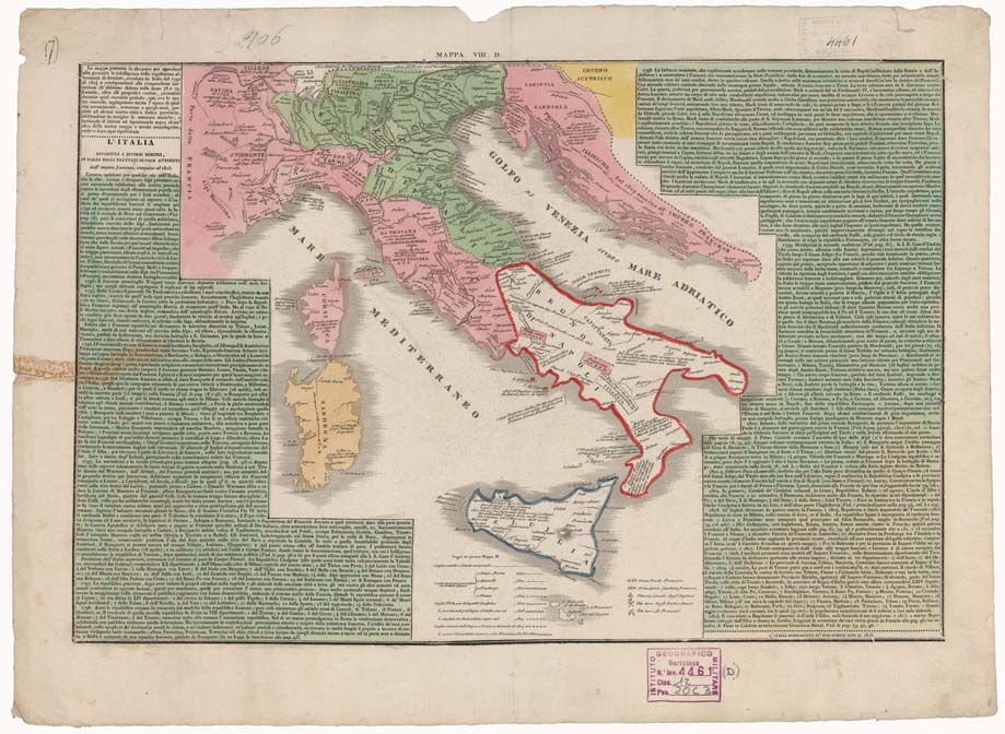 (N:9462) L'ITALIA DAL 1400 AL SECOLO XIX - Tavola D (B0012939) Carte e stampe antiche: riproduzione a colori su carta (formato A2)