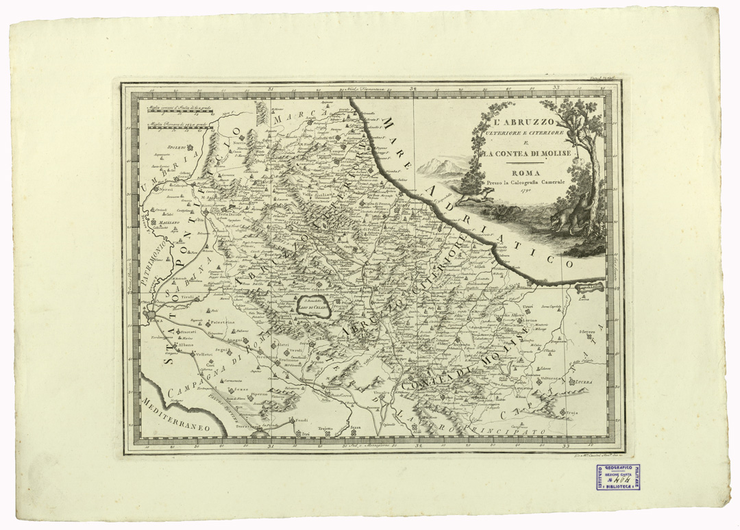 (N:11289) CARTE ANTICHE PROVENIENTI DALLA CALCOGRAFIA CAMERALE DI ROMA - L'ABRUZZO ULTERIORE E CITERIORE E LA CONTEA DI MOLISE - Tomo I n. 26 (B0013004) Carte e stampe antiche: riproduzione a colori su carta (formato A2)