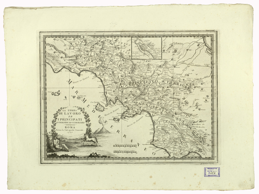 (N:11244) CARTE ANTICHE PROVENIENTI DALLA CALCOGRAFIA CAMERALE DI ROMA - LA TERRA DI LAVORO ED I PRINCIPATI CITERIORE ED ULTERIORE - Tomo I n. 25 (B0013009) Carte e stampe antiche: riproduzione a colori su carta (formato A2)