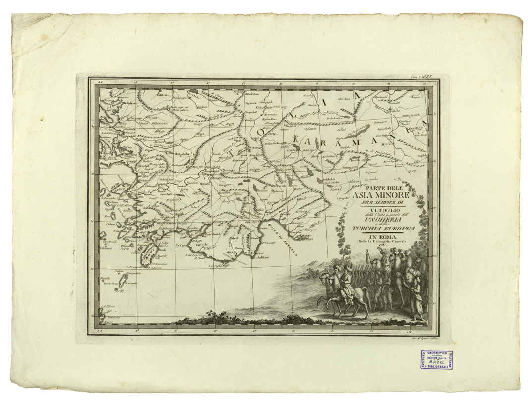 (N:11171) CARTE ANTICHE PROVENIENTI DALLA CALCOGRAFIA CAMERALE DI ROMA - PARTE DELL'ASIA MINORE PER SERVIRE DI VI FOGLIO DELLA CARTA GENERALE DELL'UNGHERIA E DELLA TURCHIA EUROPEA - Tomo I n. 55 (B0013028) Carte e stampe antiche: riproduzione a colori su carta (formato A2)