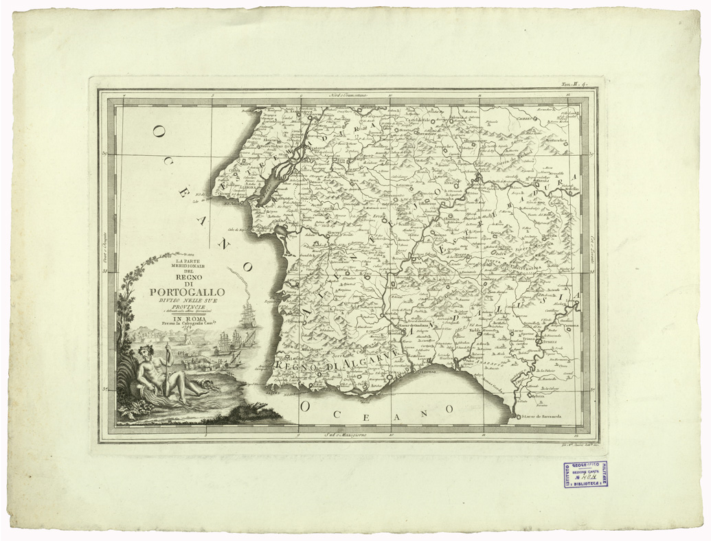 (N:10382) CARTE ANTICHE PROVENIENTI DALLA CALCOGRAFIA CAMERALE DI ROMA - LA PARTE MERIDIONALE DEL REGNO DI PORTOGALLO DIVISO NELLE SUE PROVINCIE E DELINEATO SULLE ULTIME OSSERVAZIONI - Tomo II n. 4 (B0013039) Carte e stampe antiche: riproduzione a colori su carta (formato A2)