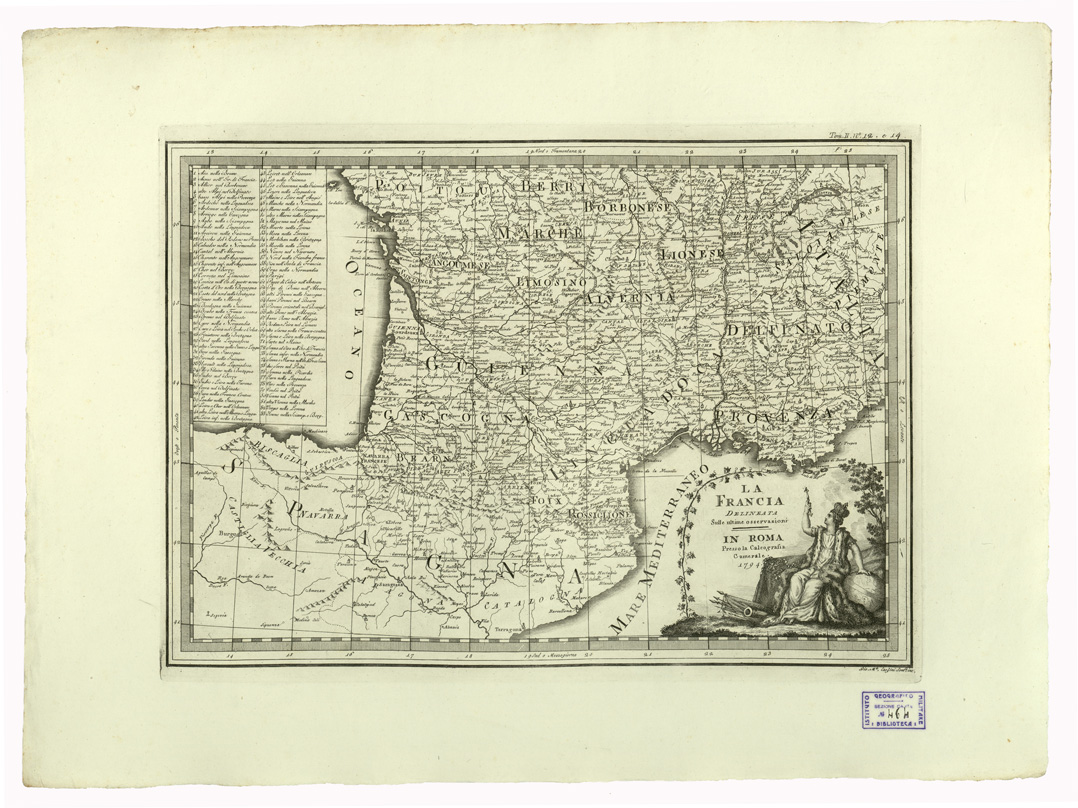 (N:10353) CARTE ANTICHE PROVENIENTI DALLA CALCOGRAFIA CAMERALE DI ROMA - LA FRANCIA DELINEATA SULLE ULTIME OSSERVAZIONI - Tomo II n. 12 e 14 (B0013045) Carte e stampe antiche: riproduzione a colori su carta (formato A2)