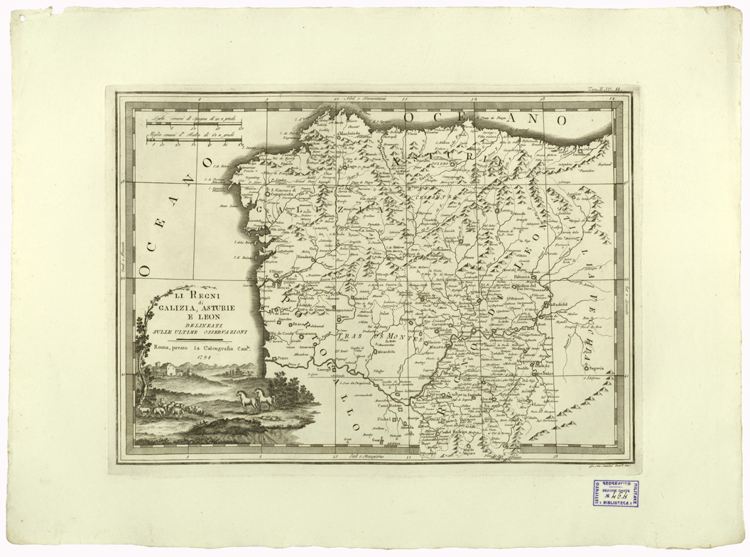 (N:9306) CARTE ANTICHE PROVENIENTI DALLA CALCOGRAFIA CAMERALE DI ROMA - LI REGNI DI GALIZIA, ASTURIE E LEON DELINEATI SULLE ULTIME OSSERVAZIONI - Tomo II n. 11 (B0013058) Carte e stampe antiche: riproduzione a colori su carta (formato A2)