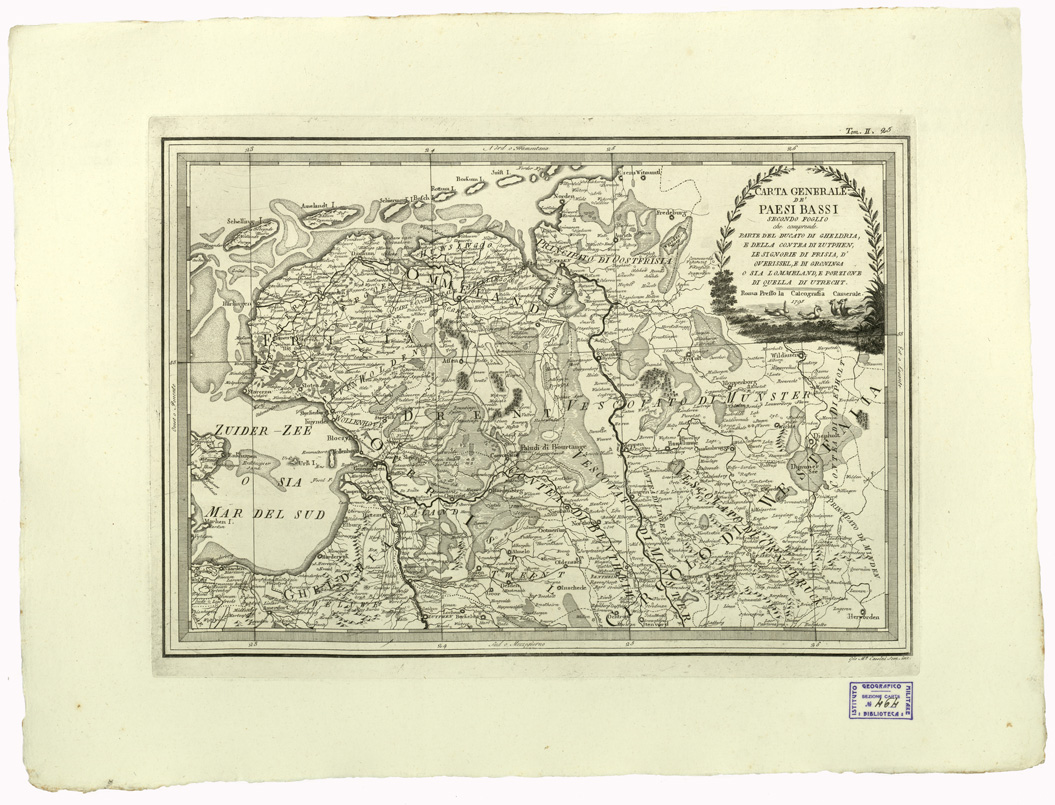 (N:9275) CARTE ANTICHE PROVENIENTI DALLA CALCOGRAFIA CAMERALE DI ROMA - CARTA GENERALE DE PAESI BASSI - Tomo II n. 25 (B0013064) Carte e stampe antiche: riproduzione a colori su carta (formato A2)