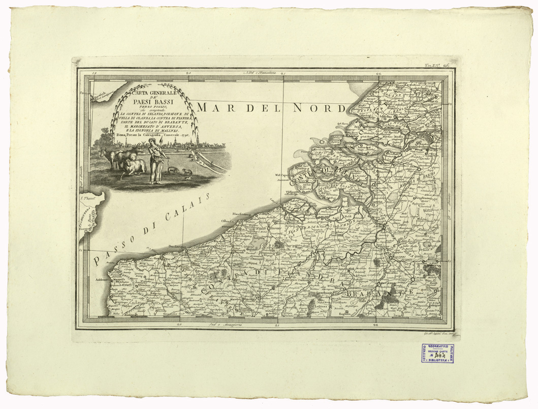 (N:9271) CARTE ANTICHE PROVENIENTI DALLA CALCOGRAFIA CAMERALE DI ROMA - CARTA GENERALE DE PAESI BASSI - Tomo II n. 26 (B0013065) Carte e stampe antiche: riproduzione a colori su carta (formato A2)