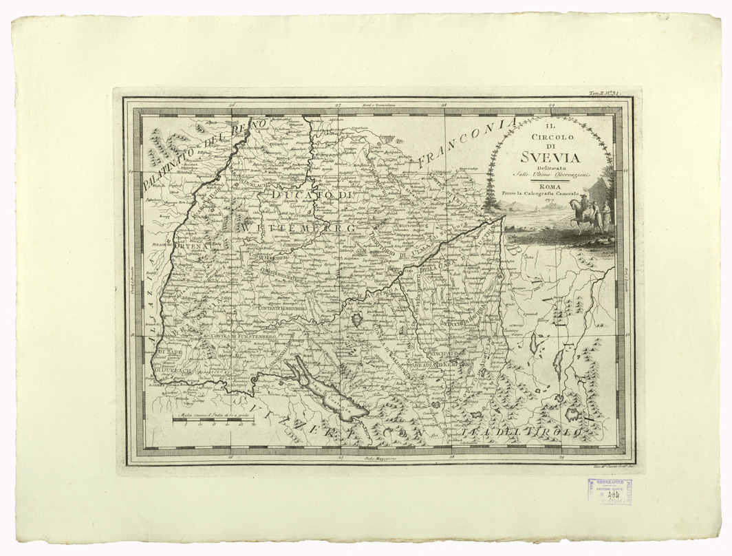 (N:9065) CARTE ANTICHE PROVENIENTI DALLA CALCOGRAFIA CAMERALE DI ROMA - CARTE ANTICHE PROVENIENTI DALLA CALCOGRAFIA CAMERALE DI ROMA - IL CIRCOLO DI SVEVIA DELINEATO SULLE ULTIME OSSERVAZIONI -Tomo II n. 31 (B0013070) Carte e stampe antiche: riproduzione a colori su carta (formato A2)