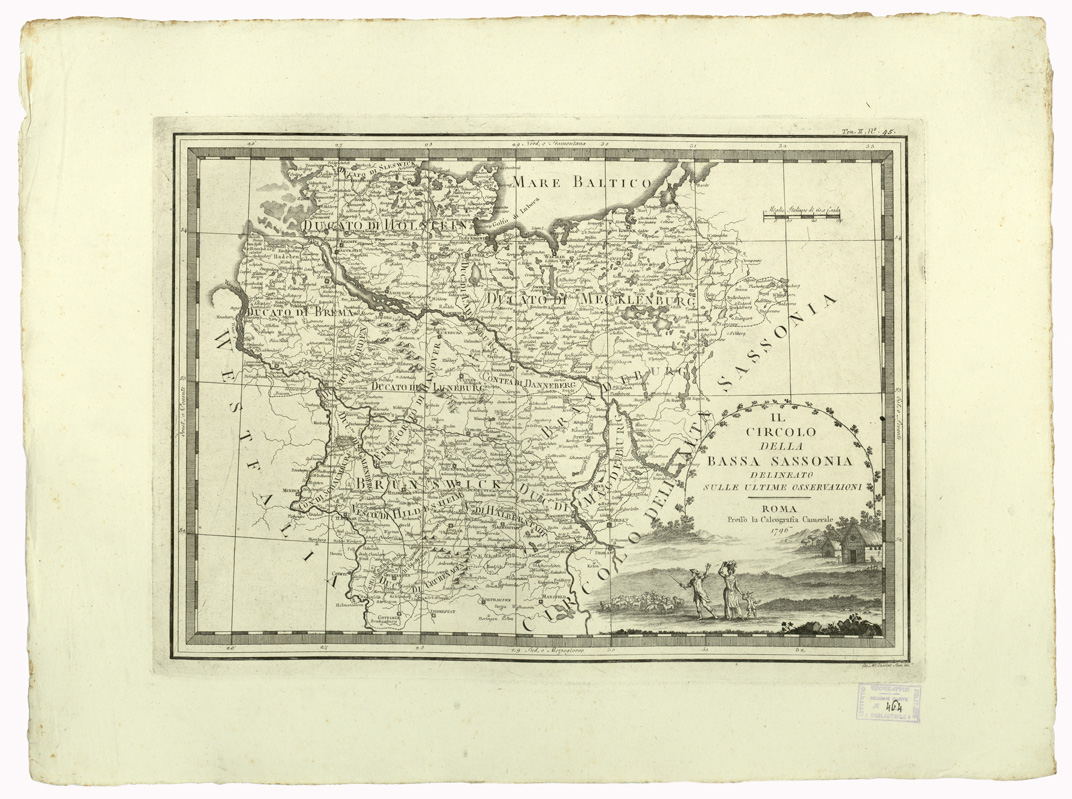 (N:9051) CARTE ANTICHE PROVENIENTI DALLA CALCOGRAFIA CAMERALE DI ROMA - IL CIRCOLO DELLA BASSA SASSONIA DELINEATO SULLE ULTIME OSSERVAZIONI - Tomo II n. 45 (B0013082) Carte e stampe antiche: riproduzione a colori su carta (formato A2)