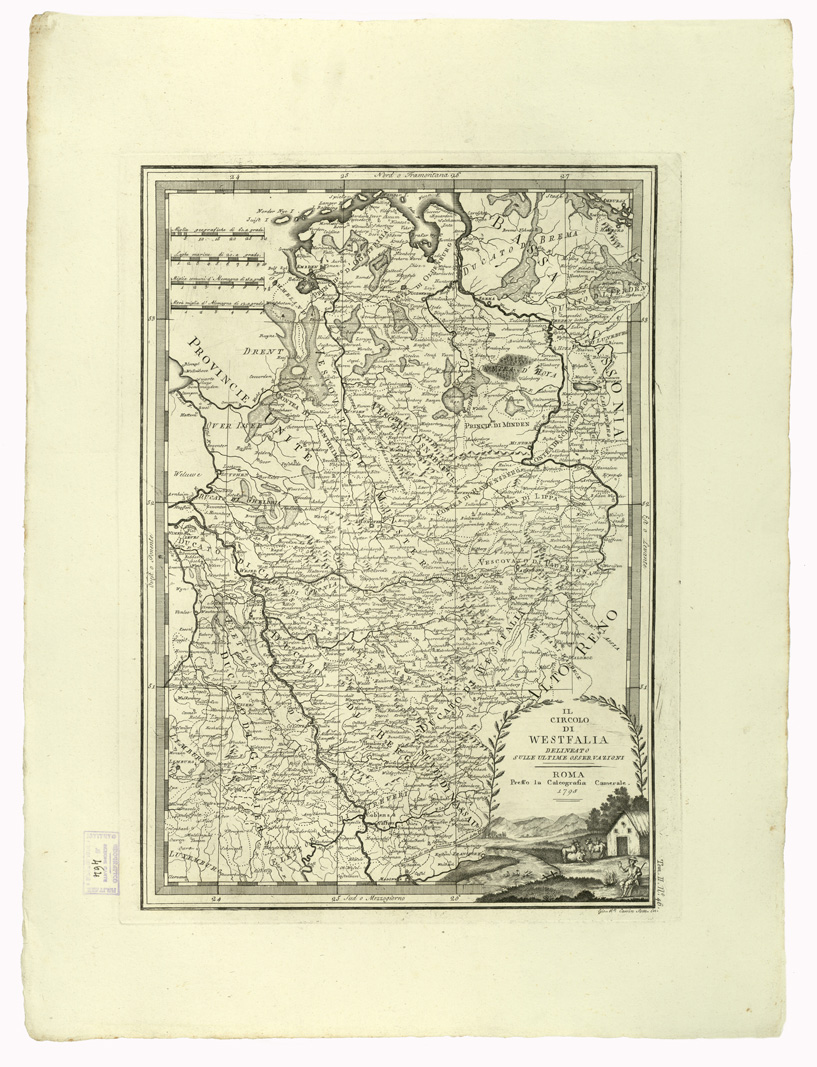 (N:8923) CARTE ANTICHE PROVENIENTI DALLA CALCOGRAFIA CAMERALE DI ROMA - IL CIRCOLO DI WESTFALIA DELINEATO SULLE ULTIME OSSERVAZIONI - Tomo II n. 46 (B0013088) Carte e stampe antiche: riproduzione a colori su carta (formato A2)