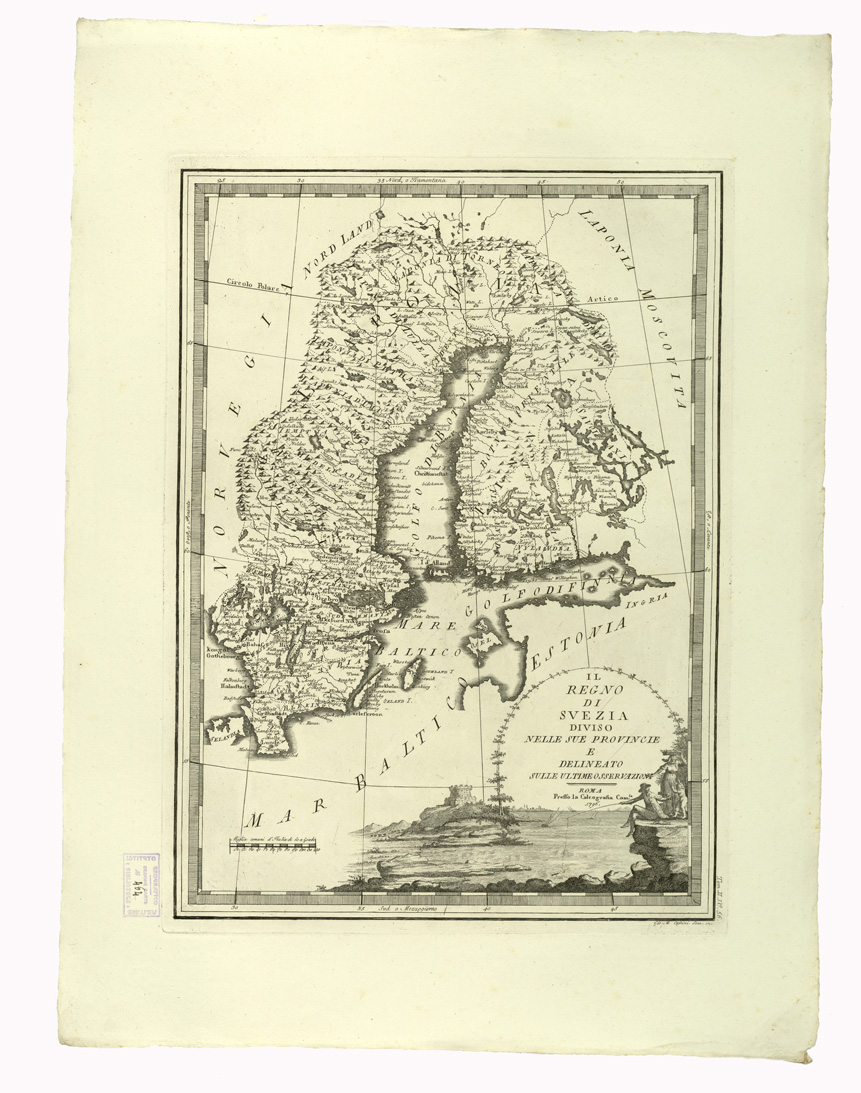 (N:8700) CARTE ANTICHE PROVENIENTI DALLA CALCOGRAFIA CAMERALE DI ROMA - IL REGNO DI SVEZIA DIVISO NELLE SUE PROVINCIE E DELINEATO SULLE ULTIME OSSERVAZIONI - Tomo II n. 56 (B0013097) Carte e stampe antiche: riproduzione a colori su carta (formato A2)