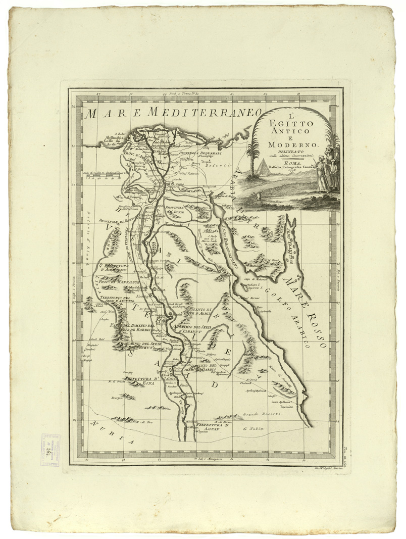 (N:8526) CARTE ANTICHE PROVENIENTI DALLA CALCOGRAFIA CAMERALE DI ROMA - L'EGITTO ANTICO E MODERNO DELINEATO SULLE ULTIME OSSERVAZIONI - Tomo III n. 13 (B0013117) Carte e stampe antiche: riproduzione a colori su carta (formato A2)