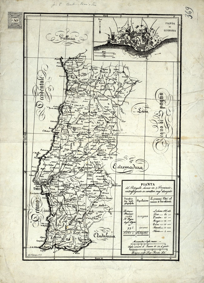(N:20624) PIANTA DE PORTOGALLO (B0017087) Carte e stampe antiche: riproduzione a colori su carta (formato A2)