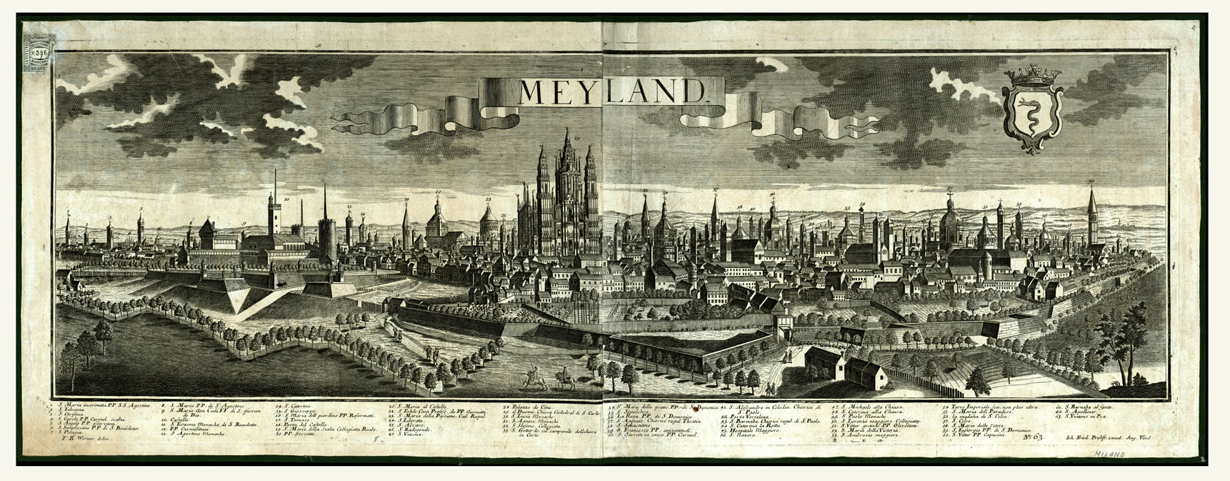 (N:18156) MILANO - PLAN NOUVEAU DE LA VILLE DE MILAN LEVE' AU JUSTE SUR LES LIEUX (B0017119) Carte e stampe antiche: riproduzione a colori su carta (formato A2)