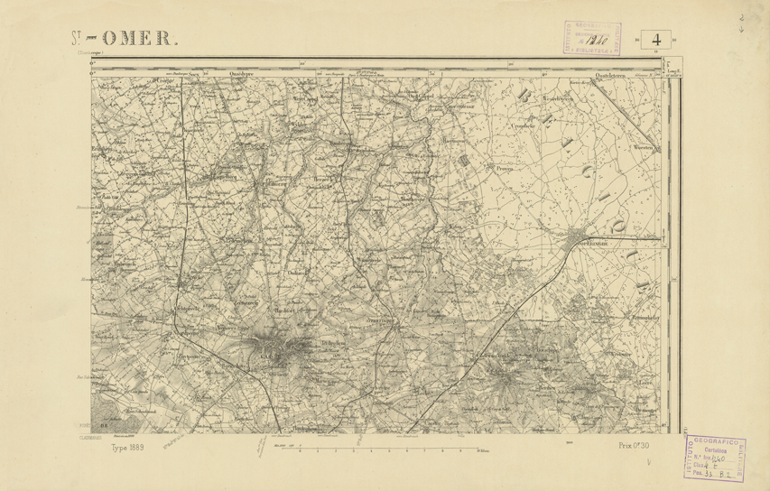 (N:21700) CARTE DE FRANCE - SAINT OMER (B0018286) Carte e stampe antiche: riproduzione a colori su carta (formato A2)