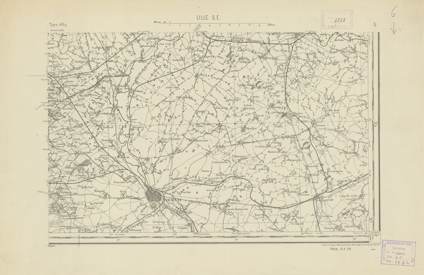 (N:21704) CARTE DE FRANCE - LILLE S.E. (B0018290) Carte e stampe antiche: riproduzione a colori su carta (formato A2)