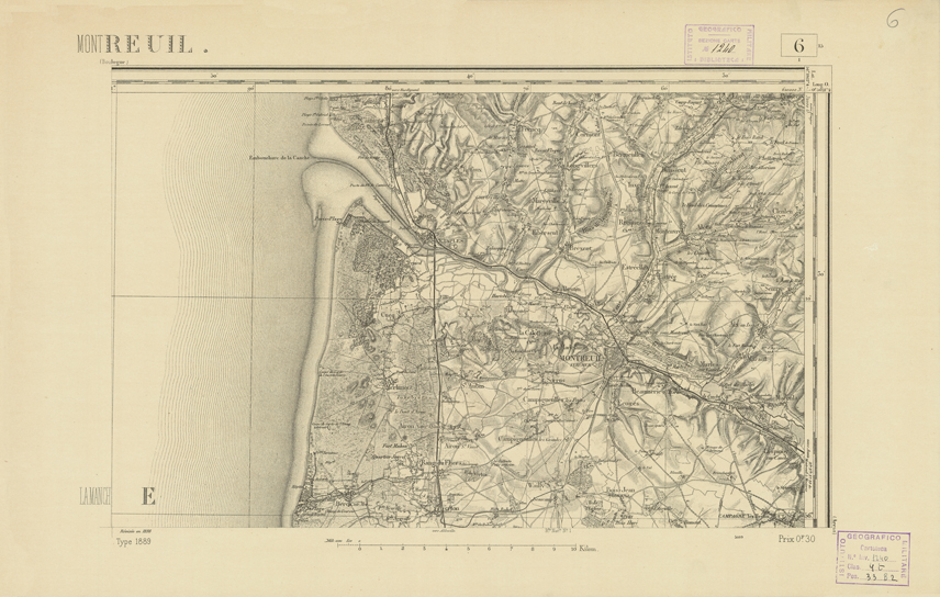 (N:21706) CARTE DE FRANCE - MONTREUIL (B0018292) Carte e stampe antiche: riproduzione a colori su carta (formato A2)