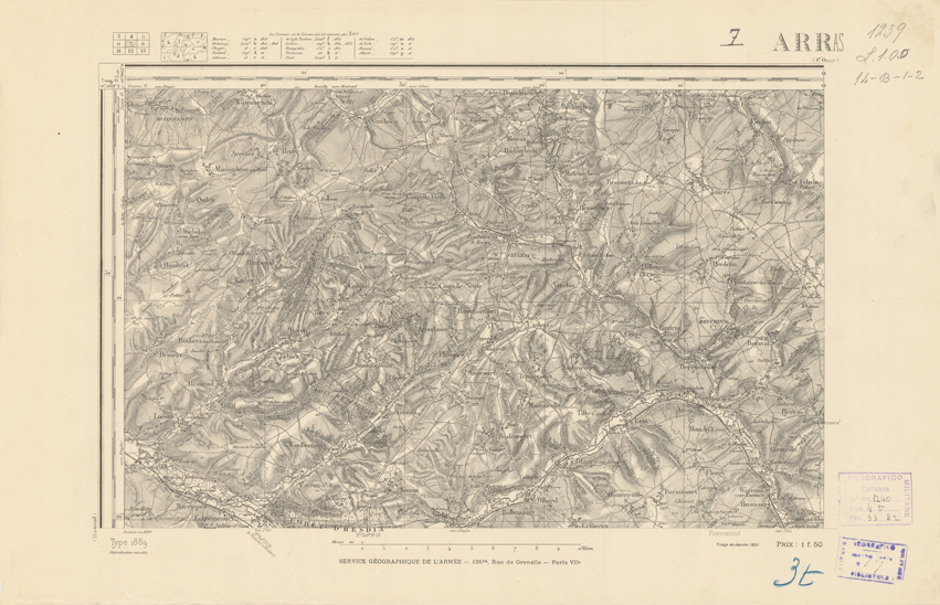 (N:21708) CARTE DE FRANCE - ARRAS (B0018294) Carte e stampe antiche: riproduzione a colori su carta (formato A2)