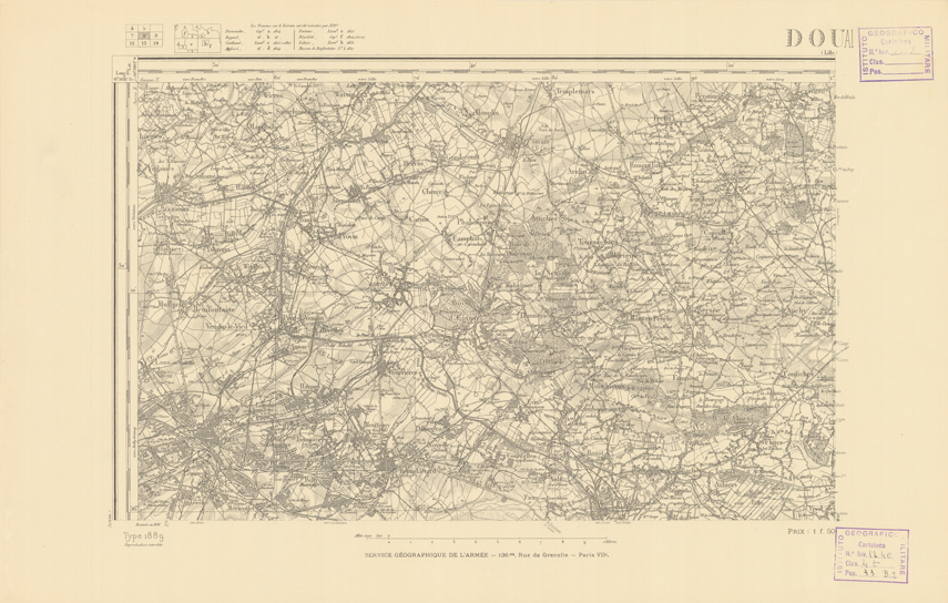 (N:21712) CARTE DE FRANCE - DOUAI (B0018298) Carte e stampe antiche: riproduzione a colori su carta (formato A2)
