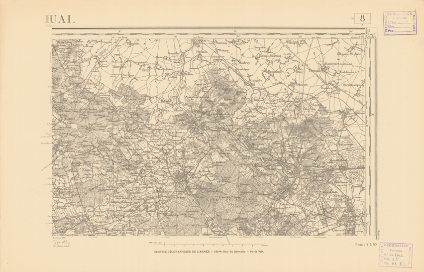 (N:21713) CARTE DE FRANCE - DOUAI (B0018299) Carte e stampe antiche: riproduzione a colori su carta (formato A2)
