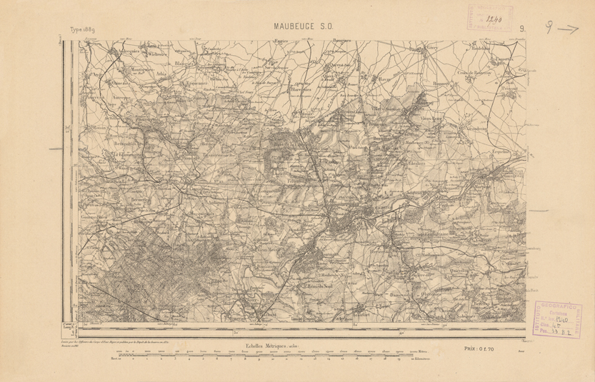 (N:21716) CARTE DE FRANCE - MAUBEUGE (B0018302) Carte e stampe antiche: riproduzione a colori su carta (formato A2)