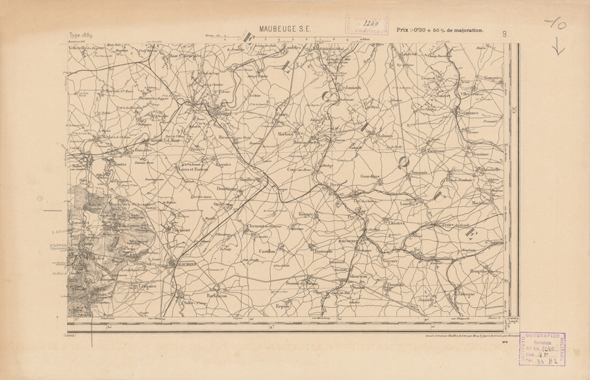 (N:21717) CARTE DE FRANCE - MAUBEUGE S.E. (B0018303) Carte e stampe antiche: riproduzione a colori su carta (formato A2)