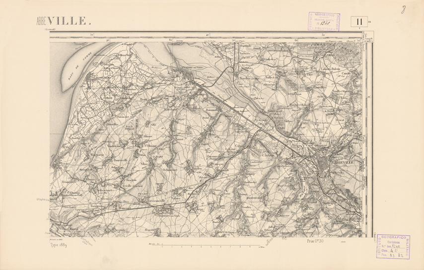 (N:21720) CARTE DE FRANCE - ABBEVILLE (B0018306) Carte e stampe antiche: riproduzione a colori su carta (formato A2)