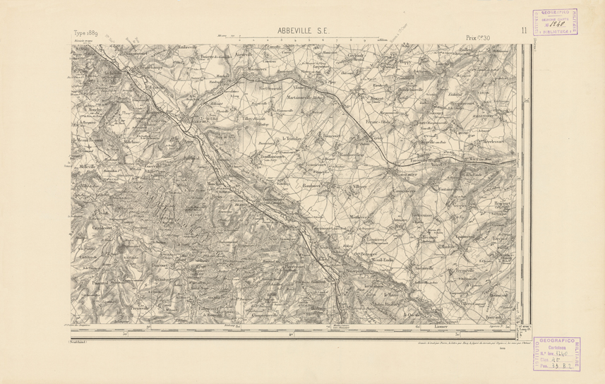 (N:21721) CARTE DE FRANCE - ABBEVILLE S.E. (B0018307) Carte e stampe antiche: riproduzione a colori su carta (formato A2)