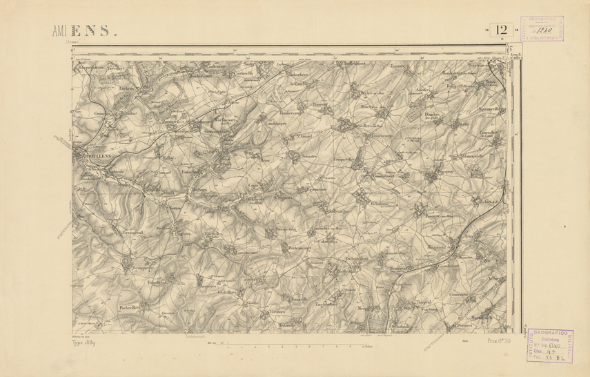 (N:21724) CARTE DE FRANCE - AMIENS (B0018310) Carte e stampe antiche: riproduzione a colori su carta (formato A2)