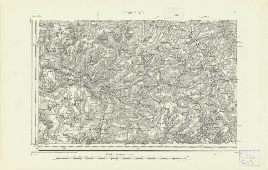 (N:21727) CARTE DE FRANCE - CAMBRAI S.O. (B0018313) Carte e stampe antiche: riproduzione a colori su carta (formato A2)