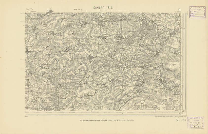 (N:21728) CARTE DE FRANCE - CAMBRAI S.E. (B0018314) Carte e stampe antiche: riproduzione a colori su carta (formato A2)