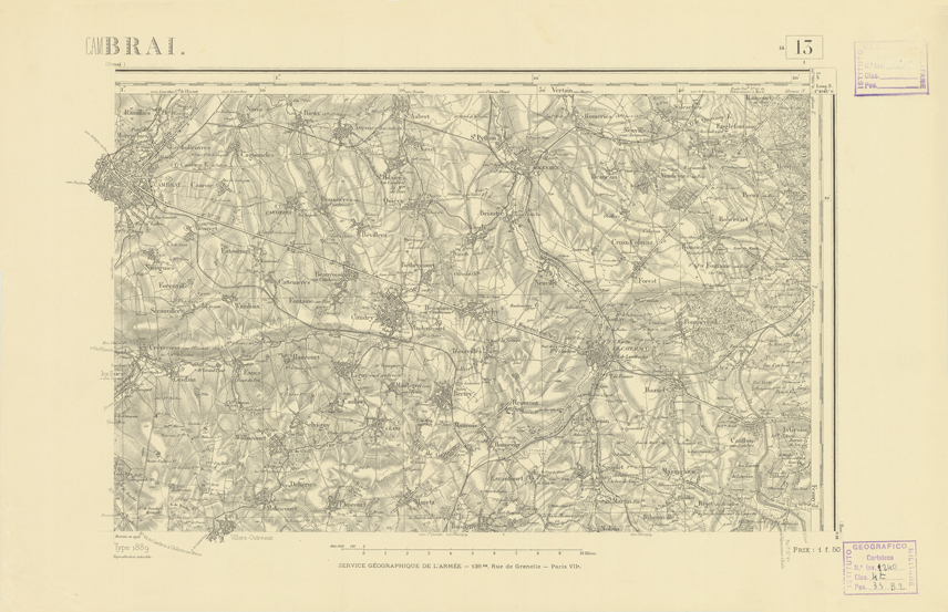 (N:21729) CARTE DE FRANCE - CAMBRAI (B0018315) Carte e stampe antiche: riproduzione a colori su carta (formato A2)