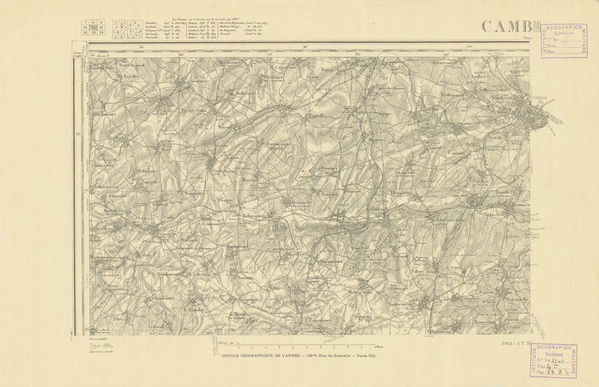 (N:21730) CARTE DE FRANCE - CAMBRAI (B0018316) Carte e stampe antiche: riproduzione a colori su carta (formato A2)