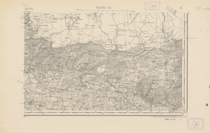 (N:21733) CARTE DE FRANCE - ROCROI S.E. (B0018319) Carte e stampe antiche: riproduzione a colori su carta (formato A2)