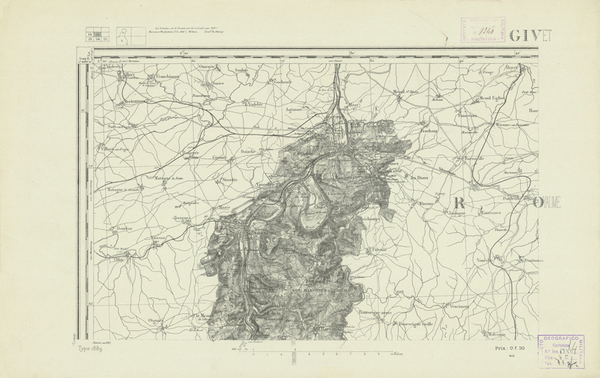(N:21735) CARTE DE FRANCE - GIVET (B0018321) Carte e stampe antiche: riproduzione a colori su carta (formato A2)