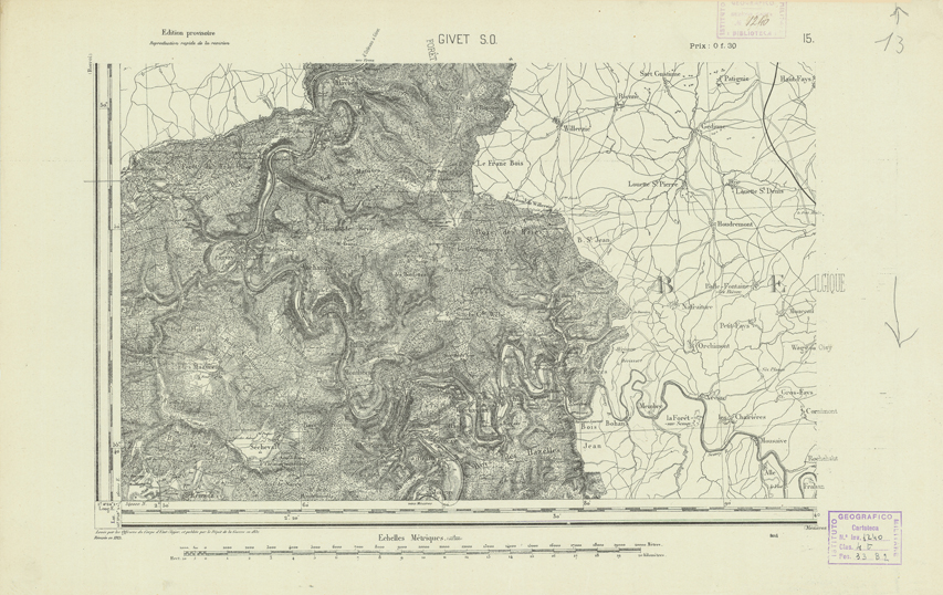 (N:21736) CARTE DE FRANCE - GIVET S.O. (B0018322) Carte e stampe antiche: riproduzione a colori su carta (formato A2)