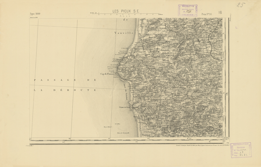 (N:21738) CARTE DE FRANCE - LES PIEUX S.E. (B0018324) Carte e stampe antiche: riproduzione a colori su carta (formato A2)