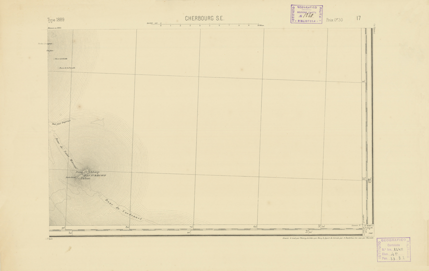 (N:21740) CARTE DE FRANCE - CHERBOURG S.E. (B0018326) Carte e stampe antiche: riproduzione a colori su carta (formato A2)